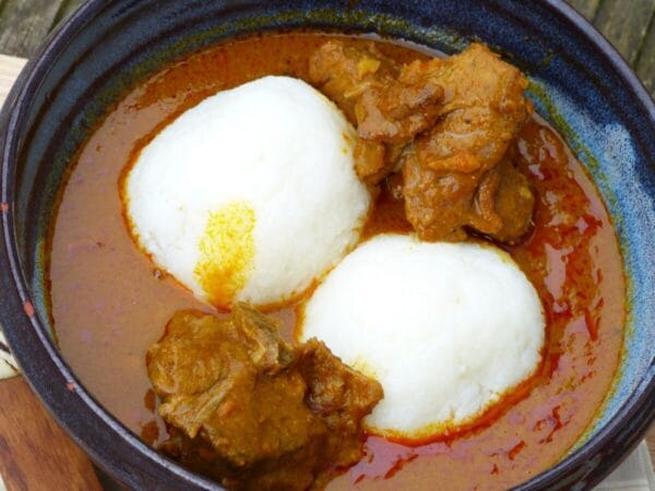 Rice Ball(one) with Palm nut soup